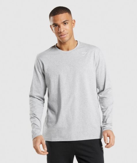 Koszulki Gymshark Crest Long Sleeve Męskie Głęboka Szare | PL 196GSQ